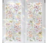 YANGSHINE Película decorativa para ventana, diseño de mariposa rosa, 43 x 100 cm, adherencia estática, PVC, protección UV, 1 unidad
