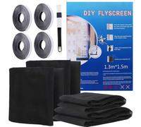 YANGTE Mosquitera para Ventana - 4 Piezas 130 x 150 cm Negra - Red Anti-Insectos con Cierre de Gancho y Bucle Malla Autoadhesiva