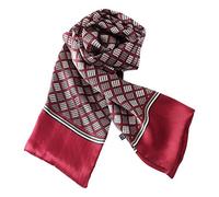 YangtzeStore Bufanda larga Charmeuse de seda satinada para hombre, granate (Maroon Check), 63"x10"