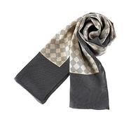 YangtzeStore Bufanda larga Charmeuse de seda satinada para hombre, Gris con patrón de cuadros, 63"x10"
