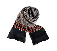 YangtzeStore Bufanda larga Charmeuse de seda satinada para hombre, Negro con patrón de cuadros, 63"x10"