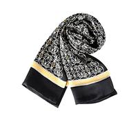 YangtzeStore Bufanda larga Charmeuse de seda satinada para hombre, negro y blanco, 63"x10"