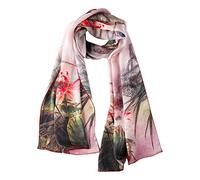 YangtzeStore Bufanda larga de seda Charmeuse con estampado floral, 67" x 20"