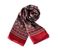 YangtzeStore Charmeuse bufanda larga de satén para hombres, Rojo con patrón de cachemir, 63"x10"