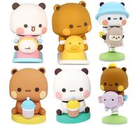 YANGUN 6 Piezas Bubu y Dudu Figuras, Bubu Dudu Figurita Tambaleante, BubuDudu Decoración de Coche, Decoración de Oso Panda, BubuDudu Figura de Oso Panda para Coch para Coche, Oficina, Habitación