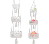 YANGUN Cesta de Frutas Colgante de 3 Niveles, Frutero Colgante, Cesta Colgante de Frutas, Cesta de Pared Bohemia, Adecuado para Cocina, Salón, Pan Verduras Bocadillos, H110 cm