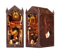 YANGUN Kit DIY Book Nook, rompecabezas 3D de madera, sujetalibros de madera, casa en miniatura con luz de sensor y muebles, casa de muñecas en miniatura, kit de construcción para adultos (biblioteca