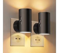 YANGUN Luz de noche LED, 2 piezas Luz de noche Plug-and-Play, 3 Colores, 3 Modos para Pasillo, Regulable, pasillo, baño, cocina, escaleras Luz Blanca Fría, Toma de luz nocturna para dormitorios