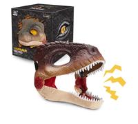 YANGUN Máscara de Dinosaurio, Realista Dino Mask con Mandíbula Móvil y Efectos Sonoros, Máscara Facial de Cabeza de Dinosaurio, para Halloween, Fiesta, Disfraces, Carnaval, Cosplay