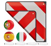 YANGUN Panneau Avertissement Porte Vélos 50x50cm, 2 en 1 Italie et Espagne en aluminium avec 4 pièces de sangles de tension, Panneau de Signalisation Italien pour Porte vélo ou Moto,Caravane,remorque