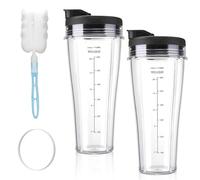YANGUN Vaso de Repuesto de 710ml para Ninja, Con cepillo y junta, juego de 2 vasos de licuadora Vasos de Repuesto Piezas Accesorios para Ninja Blender Transparente