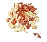YANGWEN 100 Piezas Botones Ovalados de Madera - Tipo Toggle para Suéteres, Abrigos y Chaquetas - Ideal para Costura, DIY y Proyectos Artesanales (2 Agujeros)