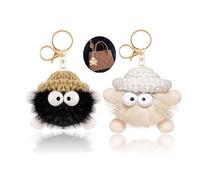 YANGWEN 2 Piezas Llaveros de Pompón Suave - Llaveros de Peluche para Mujer con Anillas - Bonitos y Esponjosos para Decorar Bolsos, Llaves o Mochilas