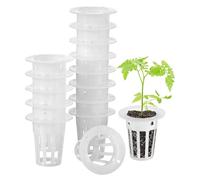 YANGWEN 20 Piezas Maceta de Red para Hidroponía, Cesta Hidropónico Copas Plástico Jardín Balcón Malla Maceta Red Cesta Hidropónico para Hidroponía Balcón Plantación Redondo Olla de Jardín (Blanco)