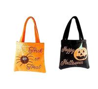 YANGWEN 2Pcs Bolsa de Dulces de Halloween no Tejida, Bolsa de Dulces con patrón de araña para Fiestas de Halloween,Bolsas de Regalo Reutilizables, Bolsas de Fiesta, Bolsas de Dulces