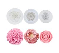 YANGWEN 3 Piezas Moldes de Silicona para Velas 3D Flores - Rosa, Clavel y Peonía, Moldes para Velas, Decorativos para Manualidades, Ideal para Hacer Chocolates, Dulces, Adornos y Pasteles