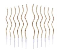 YANGWEN 36 Piezas Velas Cumpleaños, Velas Largas para Pasteles con Soporte,Espiral Metálico con Velas de Tarta de Bobina Rizada Larga y Delgada para Decoración Fiesta Boda Cumpleaños，Color champán