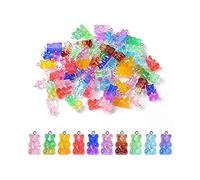 YANGWEN 50 Piezas Colorido Gummy Bear Charms Colgantes, Forma de Oso Encanto de Oso de Resina Suministros Pendiente Collar Pulsera Joyería Decoración Fiesta Favores Regalos de Cumpleaños Accesorio