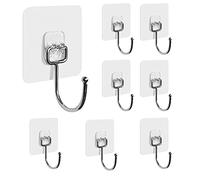 YANGWEN 8 Piezas Ganchos Adhesivos Transparentes Ganchos autoadhesivos para Toallas para baños Sujeción Fuerte para Cocina Ropa de baño Oficina(MAX 44Libras /20kg)