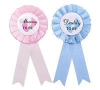 YANGWEN Alfileres de botón de revelación de género,2 Piezas de alfileres de revelación de género de bebé con Forma de pies de bebé para Baby Shower Fiesta de Celebración