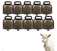 YANGWEN Cencerros para Animales 10 Piezas - Campanas de Latón Vintage para Vacas, Ovejas y Caballos - Sonido Super Fuerte para Pastoreo y Localización