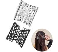 YANGWEN Pinzas de Pelo Elástica Mágica,2 Piezas Peine Elástico Doble Clip,Beaded Variety Hair Peine,Estirar Combs Magic Hair Clips para Cabello Largo Corto y Rizado