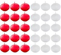 YANGWEN Velas flotantes,30 Piezas Floating Candles,Velas Decorativas Velas Flotantes sin Perfume,Velas de Candelitas Cálidas Flotantes,para hogar,Boda,Fiesta(Rojo,Blanco)