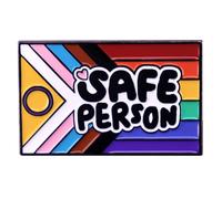 yangwenyuan Broche de bandera de arco iris con texto en inglés "You Are Safe With Me", con palabras de persona segura, pines de solapa para mochilas, insignias, accesorios de decoración, joyería,