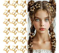 YANGWRshop 20 pinzas para el pelo de estrella dorada, 1.18 pulgadas / 3 cm, pinzas de estrella antideslizantes de metal, pinzas para el pelo Y2K, accesorios para mujer