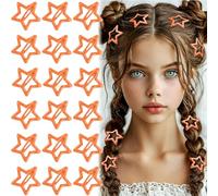 YANGWRshop 20 pinzas para el pelo de estrella naranja, 1.18 pulgadas / 3 cm, pinzas de estrella antideslizantes de metal, pinzas para el pelo Y2K, accesorios para mujer