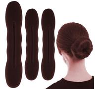 YANGWRshop 3 unidades para hacer moños para el cabello de mujer, soportes para moños perezosos para cabello de mujer, cabello fino, ondulado, largo y liso (marrón)