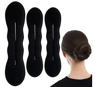 YANGWRshop 3 unidades para hacer moños para el cabello de mujer, soportes para moños perezosos para cabello de mujer, cabello fino, ondulado, largo y liso (negro)