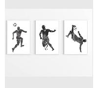 Yangxiaolei cuadros decoracion salon grandes modernos Juego de 3 cuadros de fútbol en blanco y negro cuadro lienzos laminas decorativos dormitorios pared 30x40cm(11.8x15.7inch) x3 Frameless