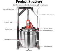 YANGYMM Prensa Manual HidráUlica para Zumo de UVA, PequeñA, para Uso DoméStico, con HidráUlico y Soporte de Acero Inoxidable, FáCil de Usar, para Prensar Uvas y Otras Frutas 12L