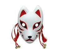 YangYong Máscara de zorro, máscara Kitsune Kabuki de tamaño mediano para niños, máscara de disfraz de cómic japonés con temática de anime para baile de máscaras, fiesta de Halloween