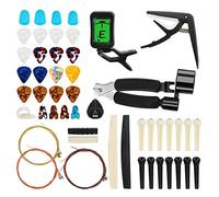 Yangyou Kit de Accesorios de Guitarra de 65 Piezas con Cuerdas de Guitarra, Afinador, Cejilla, PúAs, Soporte de PúAs, PúAs de Dedo Pulgar, de Puente