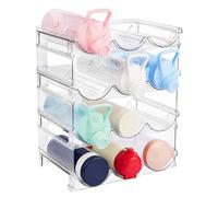 Yanhalo Estante apilable para vino, organizador de botellas de agua transparente para mesa Stanley, armarios, organizador de almacenamiento de vasos, armario de cocina, nevera, encimera, 4 niveles con