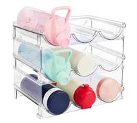 Yanhalo Estante apilable para vino, organizador de botellas de agua transparente para mesa Stanley, armarios, organizador de almacenamiento de vasos, armario de cocina, nevera, encimera, 3 niveles con