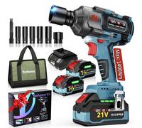 Yanhama Llave De Impacto 1400 NM Led Llave De Impacto Profesional Set + Bolsa De Herramientas + Guantes - Regalo De Idea Para Bricolaje/Neumáticos De Camiones/Dispositivos Industriales