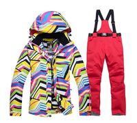 YANHAO Conjunto de chaqueta de esquí cálido para mujer, ropa de nieve para cruzar, traje de snowboard, resistente al viento, impermeable, para deportes al aire libre, chaqueta + pantalón con correa