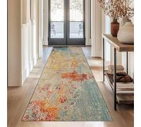 YANHONG Alfombra de Cocina 90 x 370 cm Pelo Corto Absorbente Lavable Alfombra Entrada del Salón con Respaldo Antideslizante para Corredor, Entrada, Lavadero, A