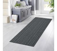 YANHONG Alfombra Extra Larga para Pasillo de 60 x 150 cm Lavable Suave Microfibra Geométrico Alfombra de área Que no se desprende Extra Larga, para pasillos, salita y entradas, Negro