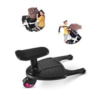 Yanhonin - Patinete universal para silla de paseo Mini Board con rueda de 360 °, tabla de cochecito plegable y asiento extraíble y montado (rueda rosa)