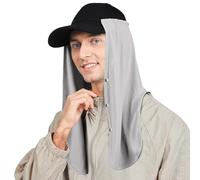 YANIKY Protector de cuello ajustable con protección solar UV, máscara de protección solar multifuncional 2 en 1, complemento de solapa para cuello para gorras de bola, Gris,claro, talla única
