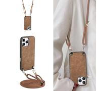 YANJIEER ESONG Cuerda Funda para Vivo V50 Lite,Carcasa Ultra Fina De Cuero De PU con con Correa Collar,Case Cordón Colgar para Mujeres Y Niñas,Silicona Antichoque Cover Case Marrón