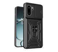 YANJIEER ESONG Funda Armor para OnePlus 15R 5G, Carcasa Protectora de Militar con Cubierta de Cámara Deslizante magnetica Anillo Soporte, Dura PC Silicona TPU Anti-Choque Bumper Case Negro