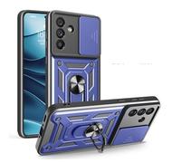 YANJIEER ESONG Funda Armor para ZTE Nubia Focus Pro 5G, Carcasa Protectora de Militar con Cubierta de Cámara Deslizante magnetica Anillo Soporte, Dura PC Silicona TPU Anti-Choque Bumper Case Azul
