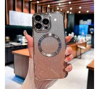 YANJIEER ESONG Funda Magnética Glitter para iPhone 17E,Carcasa Ultra Fina Estetica Transparente Suave Silicona Cute Brillante Case Compatible con Magsafe para Niñas y Mujerese Plata