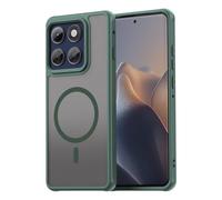 YANJIEER ESONG Funda Magnética para Motorola Edge 60 Pro Compatible con MagSafe, Carcasa Trasera Fina Translúcida Esmerilada Militar Antigolpes Mate Rígida Case, Protección Lente Cámara Verde