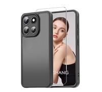 YANJIEER ESONG Funda Mate para Motorola Edge 60/60S/60 Fusion, Carcasa Fina Trasera Translúcida Esmerilada, 1 Protector de Pantalla, Militar Antigolpes Antihuellas Case, Protección Lente Cámara Negro